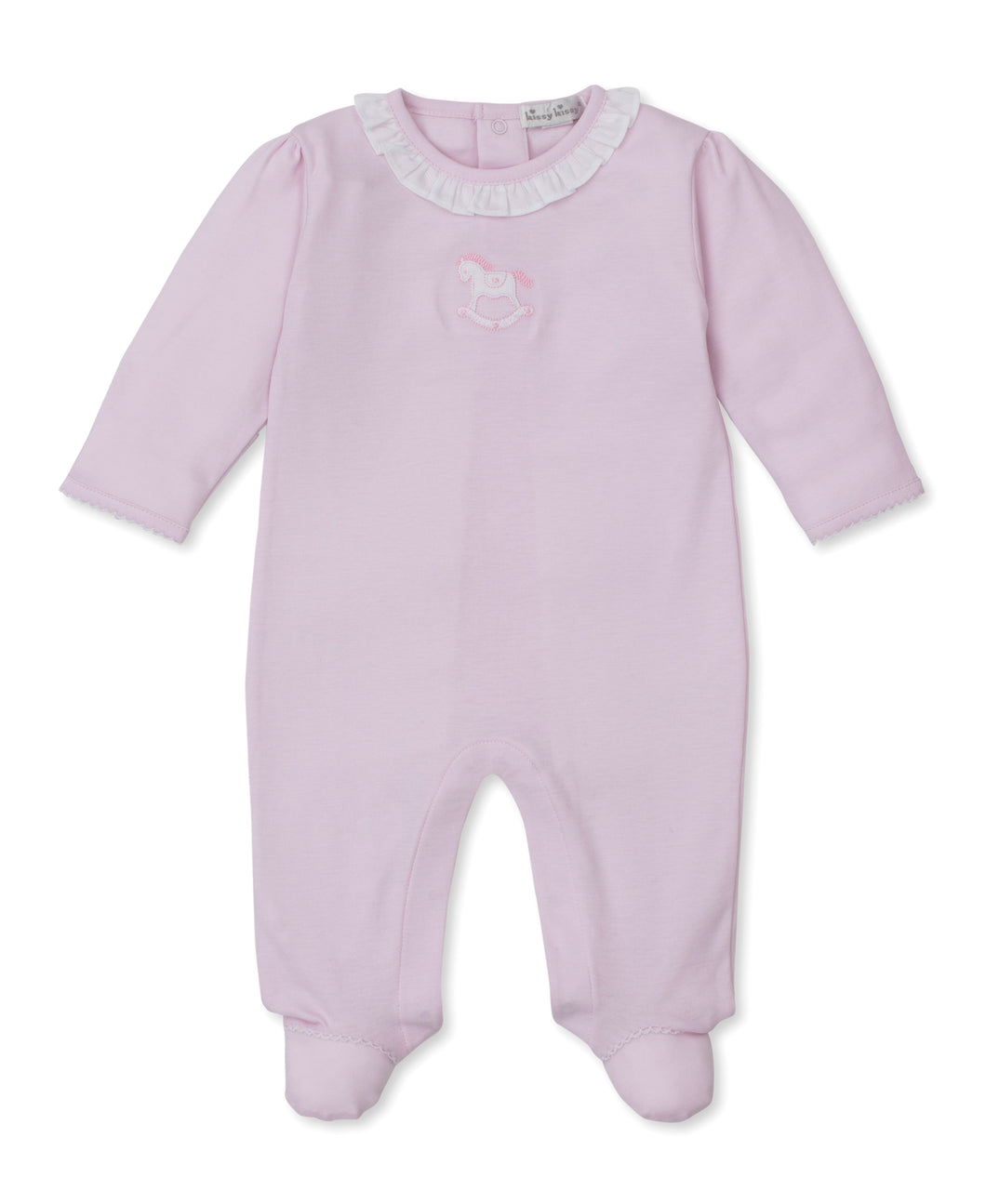 Kissy Kissy Pink Ruffle Collar Rocking Horse Footie