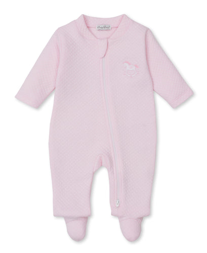 Kissy Kissy Pink Diamond Quilted Zip Footie w/Rocking Horse