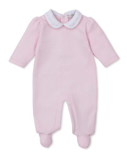 Kissy Kissy Pink Herringbone Footie w/Collar Detail