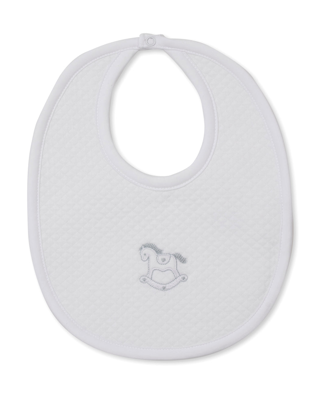 Kissy Kissy White Diamond Quilted Rocking Horse Bib