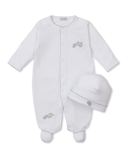 Kissy Kissy White Elephant Emb Footie/Hat Set
