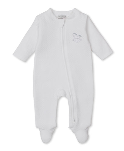 Kissy Kissy White Diamond Quilted Rocking Horse Footie