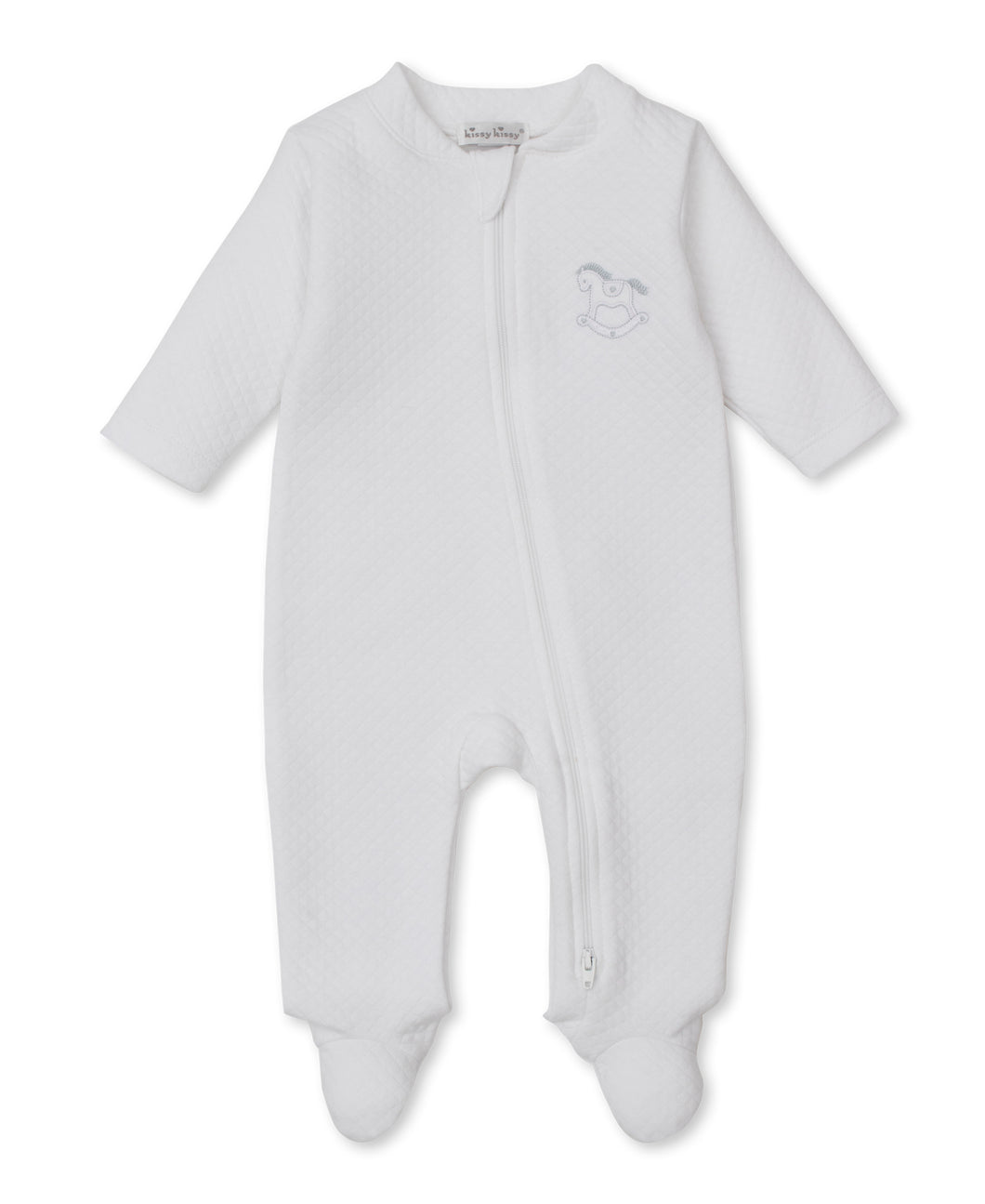 Kissy Kissy White Diamond Quilted Rocking Horse Footie
