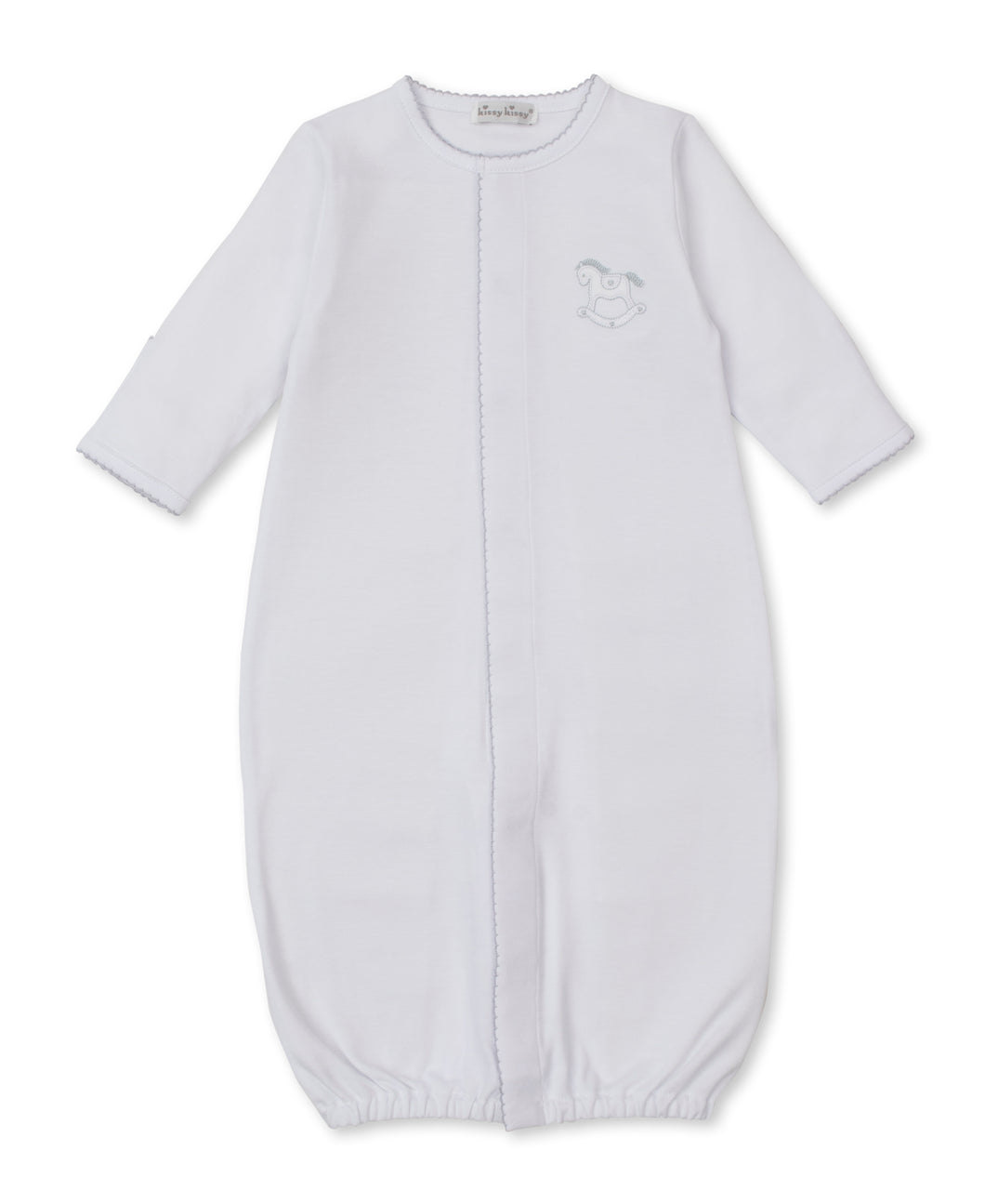 Kissy Kissy Simple White Gown with Emb Rocking Horse