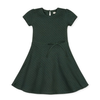 Hope & Henry Quilted Skater Dress-Dark Green