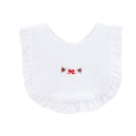 BCC Bows & Mistletoes Emb. Ruffle Bib-White
