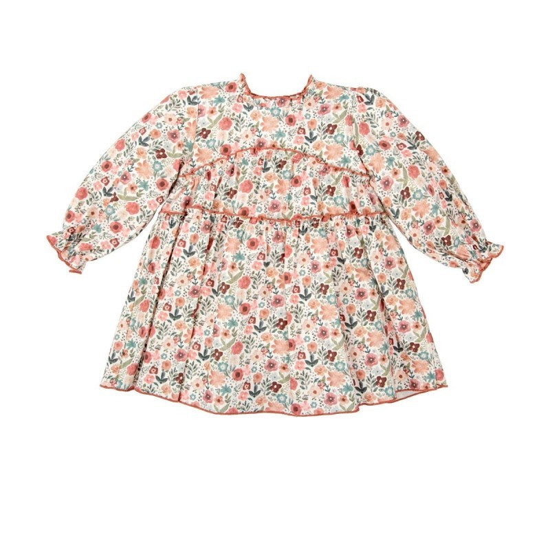 Babidu Mauve Floral Tiered Dress