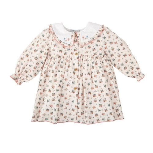 Babidu Cream/Mauve Floral Dress/Collar