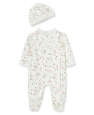 Little Me Vintage Rose Footie/Hat