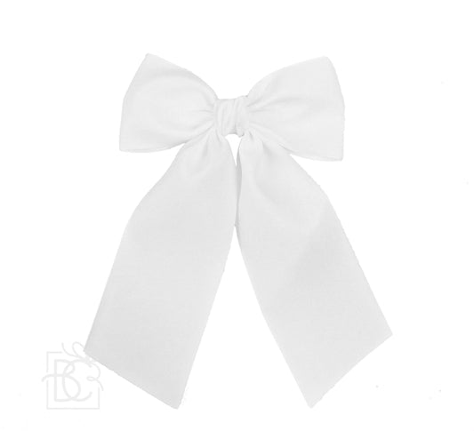 BC 4.5" White Satin Euro Knot Bow w/ Tails