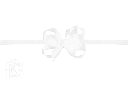 BC 3.5 White Scallop Edge Bow on Pantyhose