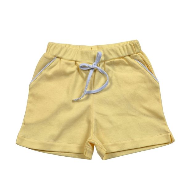 Baby Loren Yellow Knit Shorts w/ Blue Piping