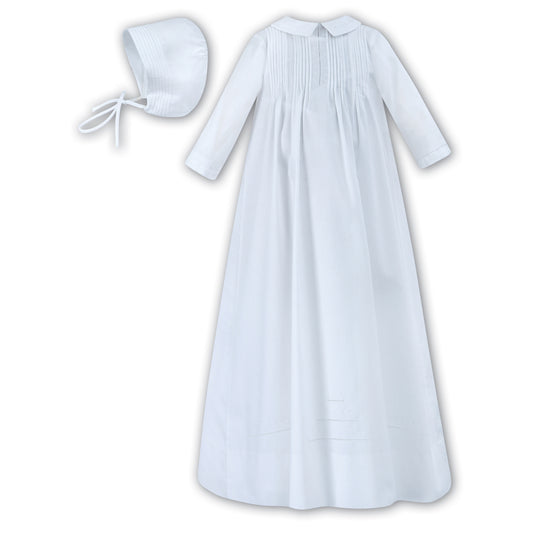 Sarah Louise LS Christening Gown. Tucks/hat