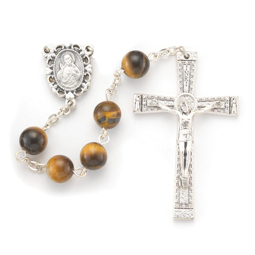 Hirten Tiger Eye Stone Bead Rosary 1108TE