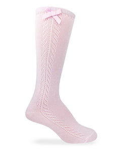 Jefferies Pointelle Bow Knee High-Pink