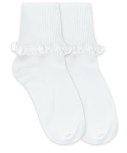 Jefferies Cluny & Satin White Lace Socks
