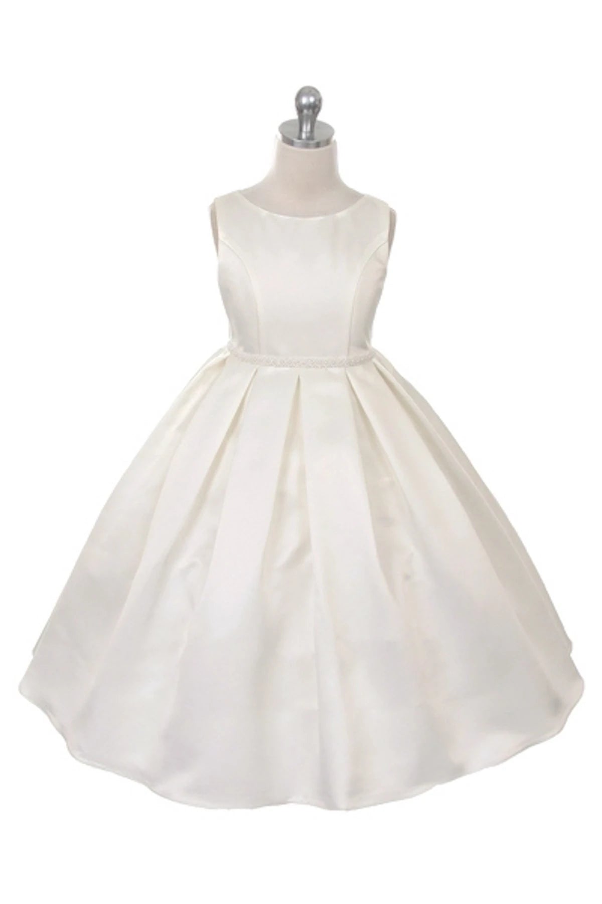 Kid's Dream Box Pleat Dress/Pearl Detail-Ivory