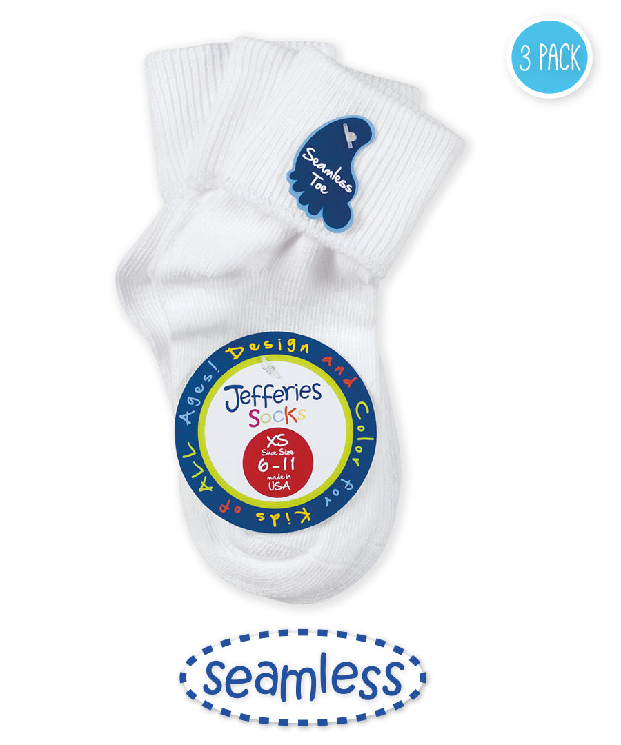 Jefferies White Seamless Toe Socks 3-pack