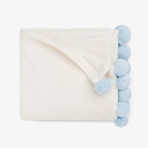 Elegant Baby Blue Pom Blanket