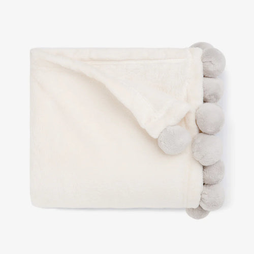 Elegant Baby Grey Pom Blanket