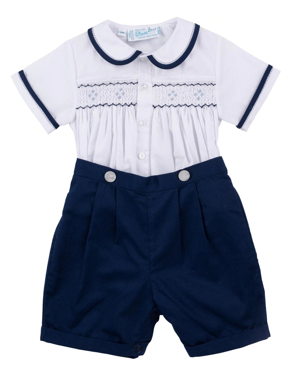 Feltman Navy Smocked Button On