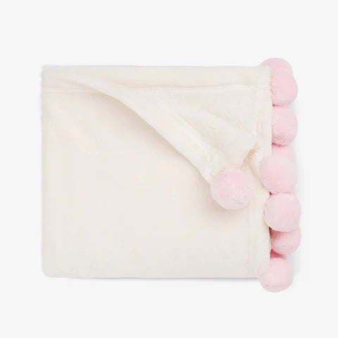 Elegant Baby Pink Pom Blanket