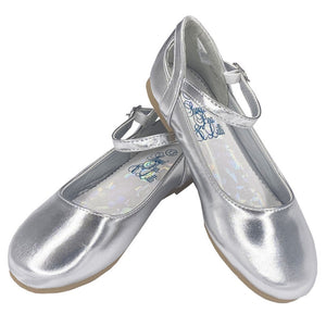 Lito Silver Elsa Flat w/Ankle Strap