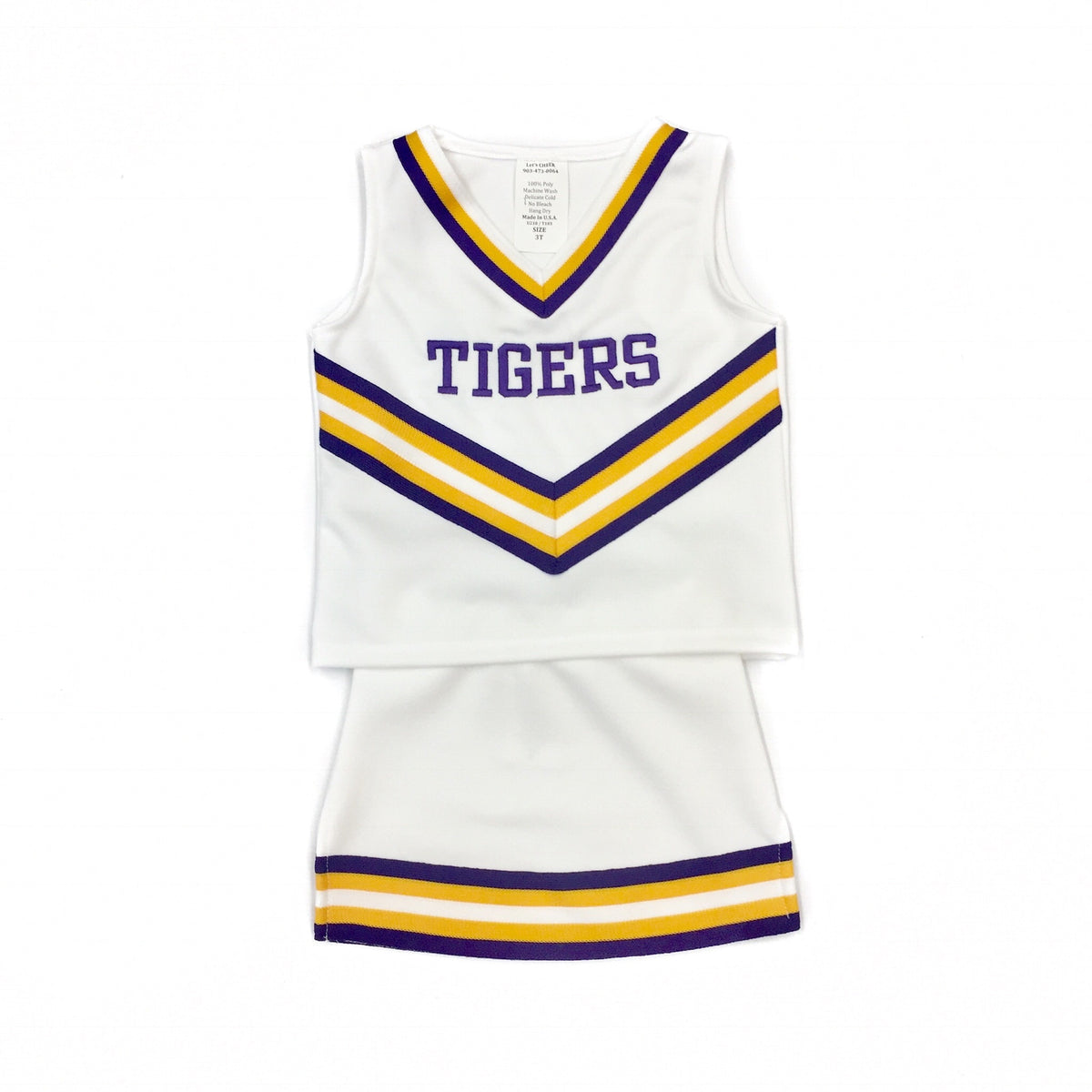 LSU White Cheerleader Uniform 2pc