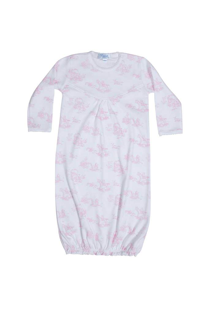 Nella Pima Pink Toile Baby Gown