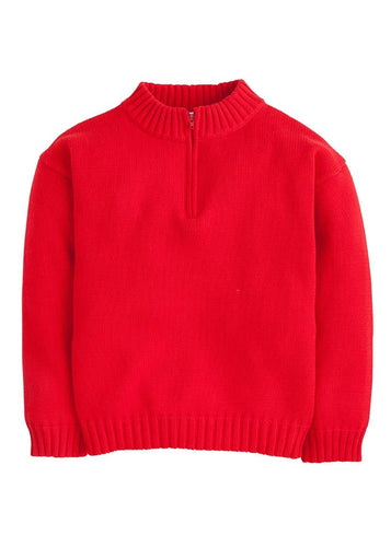 Little English Quarter Zip Sweater-Red