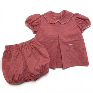 Girl Pleat Front Bloomer Set Red Gingham