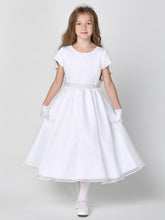 Lito White Satin Dress Crystal at Waist