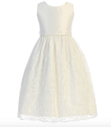 Sweet Kids Embellished Scalloped Lace Dress