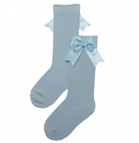 Carlomagno Sky Blue Girls Knee High with Bows