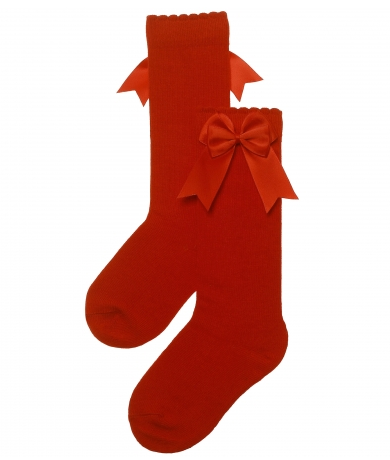 Carlomagno Red Girls Knee High with Bows