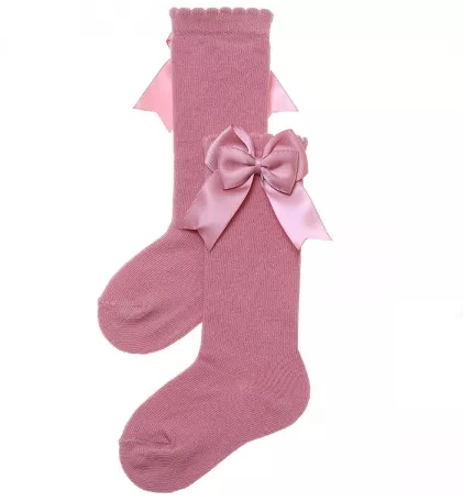 Carlomagno Pink Girls Knee High with Bows