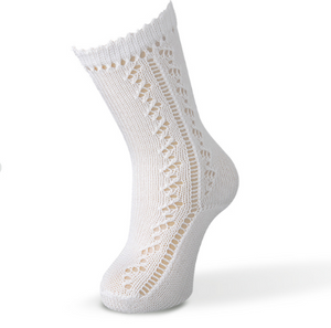 Carlomagno White Crochet Knee High