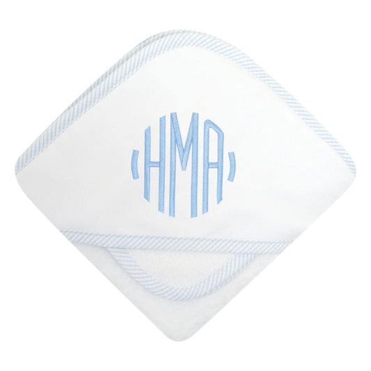 3 Marthas Seersucker Stripe Hooded Towel in Box-Blue