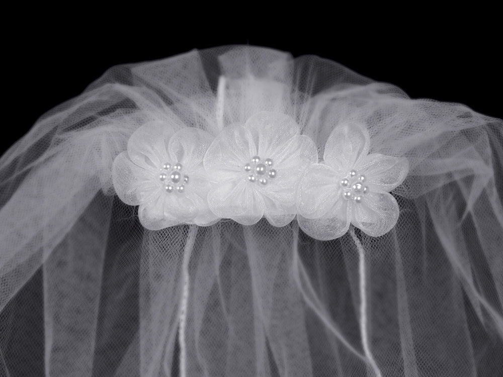 Lito Veil on Comb with Flowers T-47