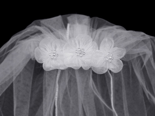 Lito Veil on Comb with Flowers T-47