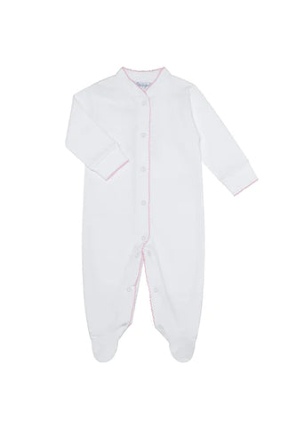 Nella Pima Bubble Footie/Pink Trim