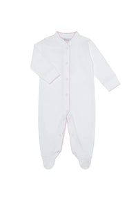 Nella Pima Bubble Footie/Pink Trim