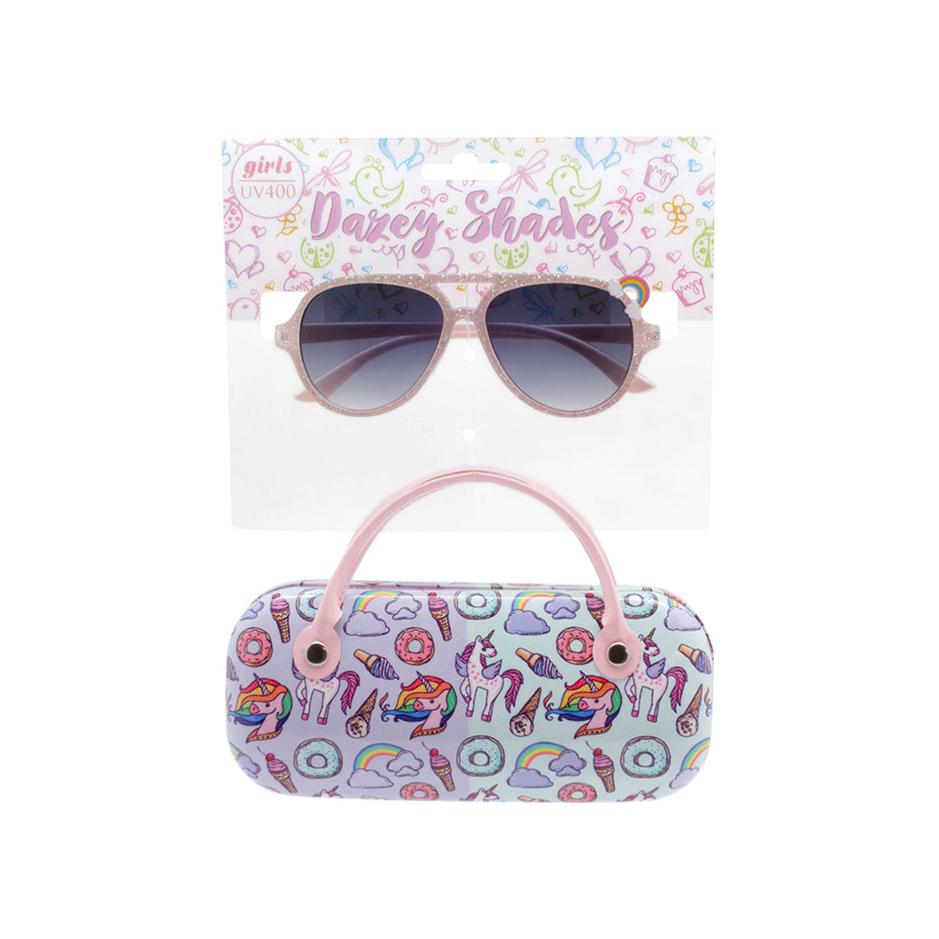 Girls Aviator Glasses with Case
