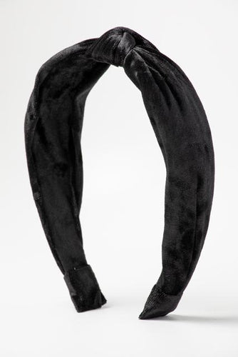 Azarahia Top Knot Headband-Crushed Black Velvet