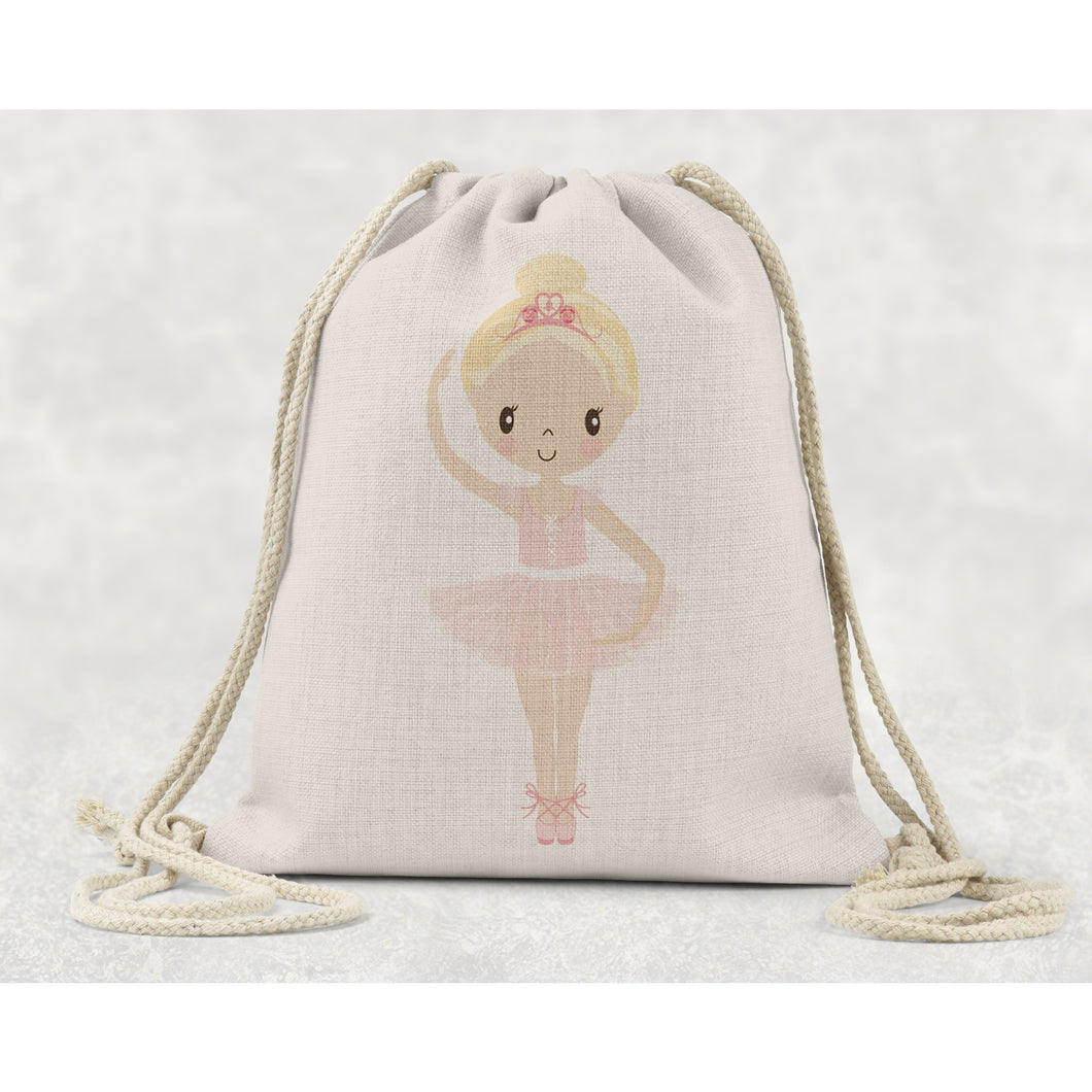 Sweet Pea Blonde Hair Ballerina Drawstring Bag