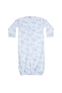 Nella Pima Blue Toile Baby Gown