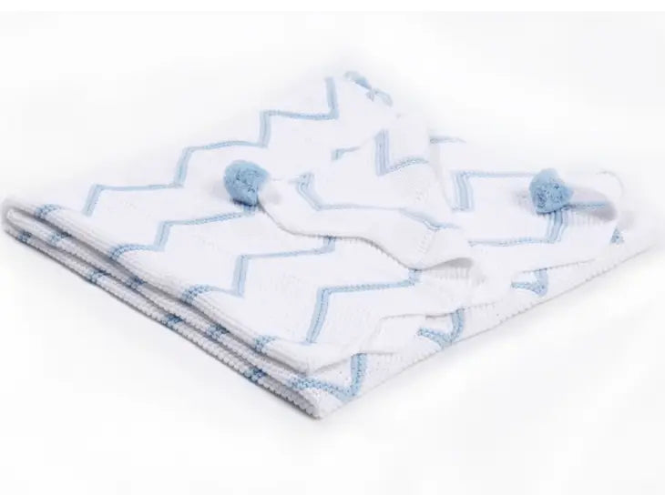 Blue Chevron Cotton Blanket