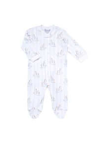 Nella Pima Blue Rocking Horse Zipper Footie