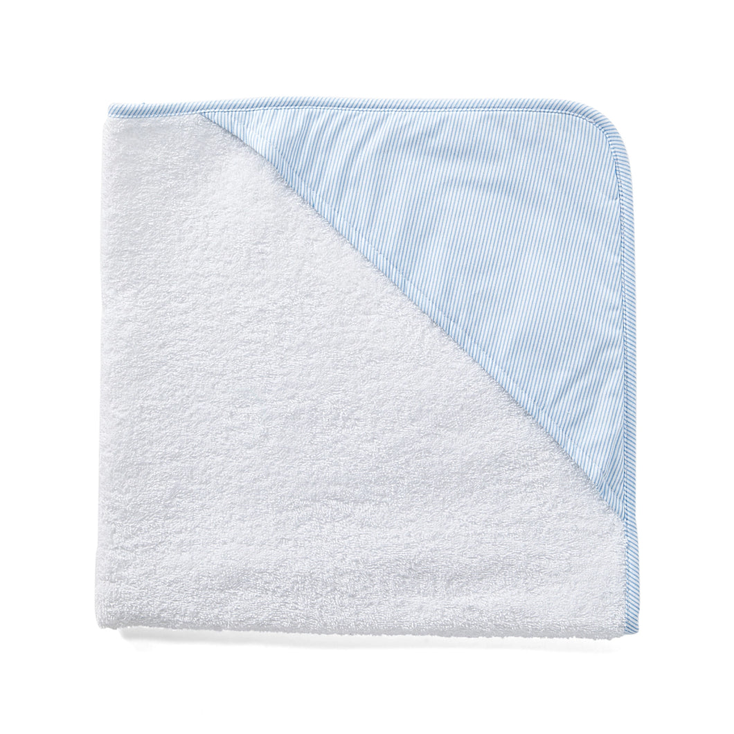 Rose Textiles Blue Seersucker Hooded Towel