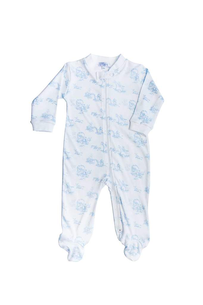 Nella Pima Blue Toile Footie